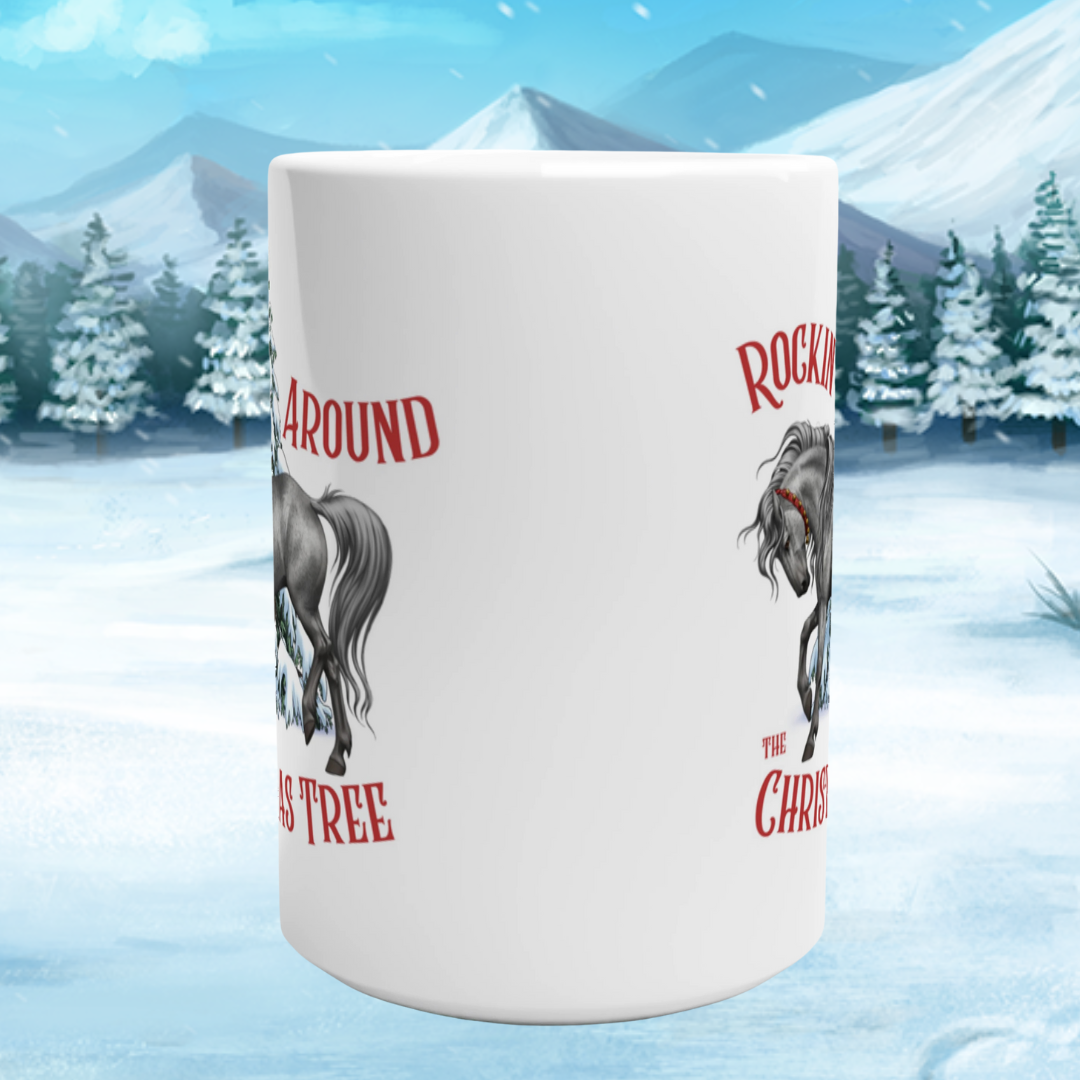 Rockin' Around the Christmas Tree 15 oz Ceramic Mug | White