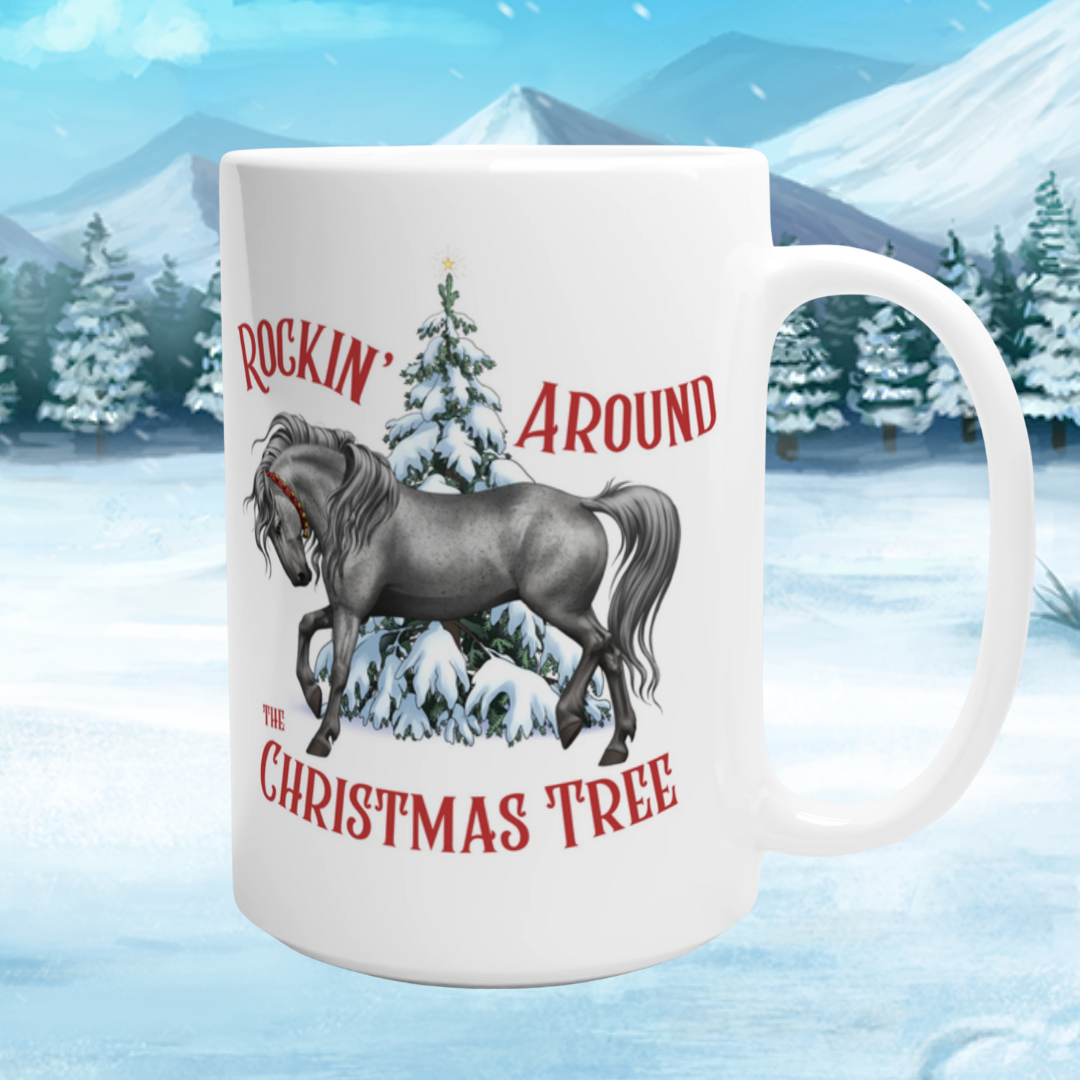 Rockin' Around the Christmas Tree 15 oz Ceramic Mug | White